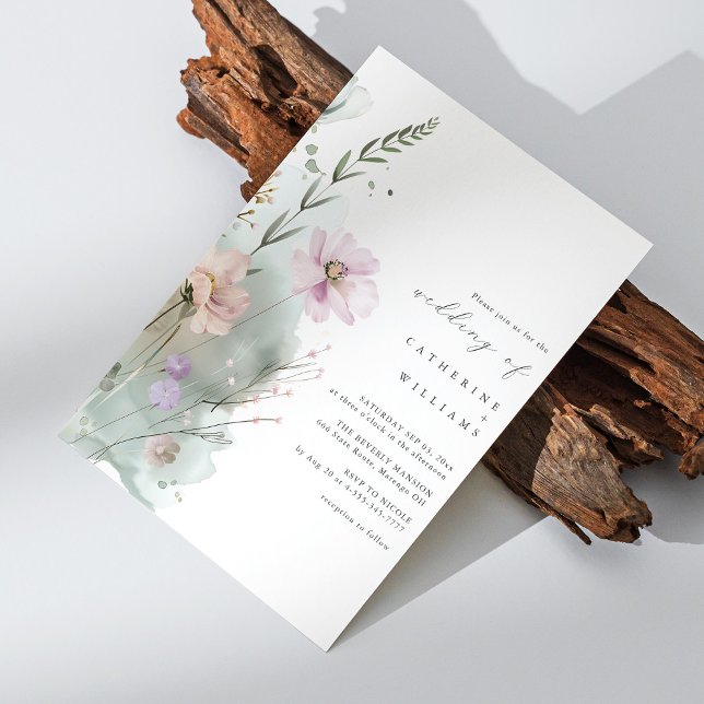 Invitación a la boda de flores silvestres | Elegan (Wildflower Wedding Invitation | Elegant Watercolor)