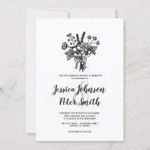 Invitación a la boda de flores silvestres en blanc