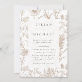 Invitación a la boda de flores silvestres en el as