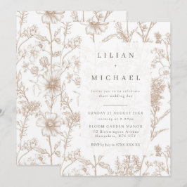 Invitación a la boda de flores silvestres en el as