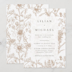 Invitación a la boda de flores silvestres en el as