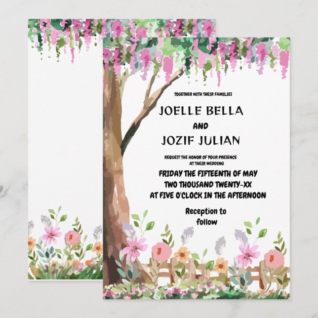 Invitación a la boda de Flores Silvestres en el ja (Anverso / Reverso)