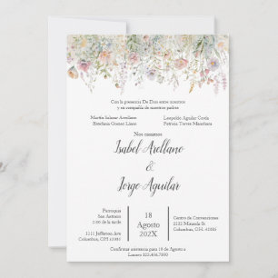 Invitación a la boda de flores silvestres en Españ