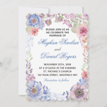 Invitación a la boda de flores silvestres moradas 