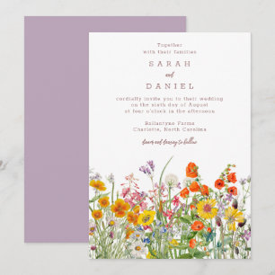 Invitación a la boda de flores silvestres - prado