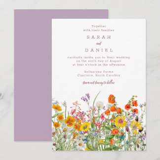 Invitación a la boda de flores silvestres - prado