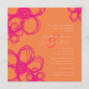 Invitación a la boda de flores silvestres rosadas 