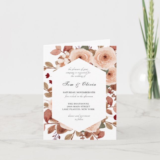 Invitación a la boda de flores silvestres rusticas (Anverso)