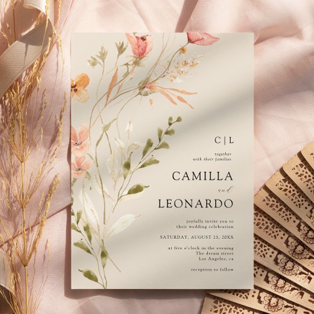 Invitación a la boda de flores silvestres rusticas (Subido por el creador)