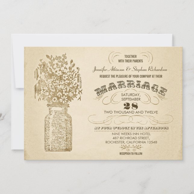 invitación a la boda de flores silvestres silvestr (Anverso)