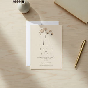 Invitación a la boda de flores simples en tonos ap