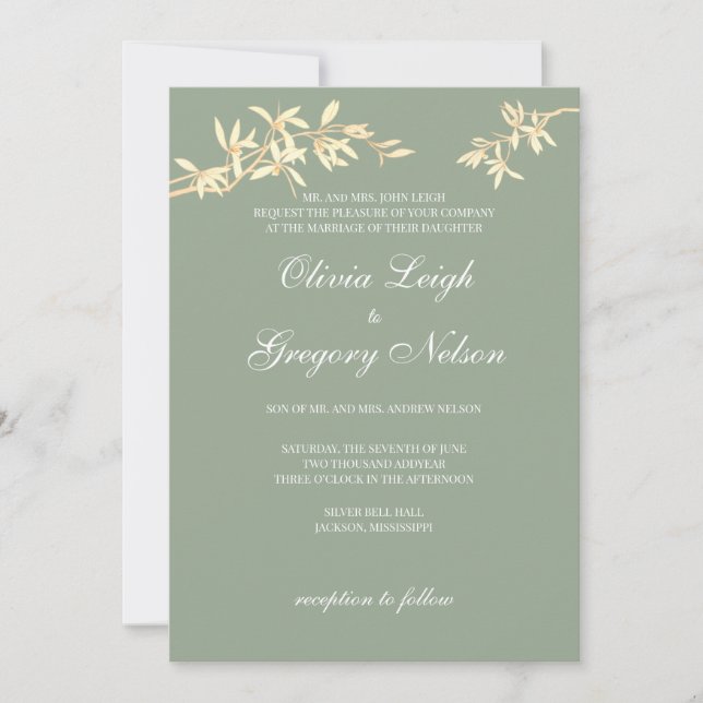 Invitación a la boda de flores sin tiempo (Anverso)