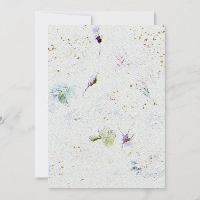 Invitación a la boda de flores sobre el tex de pap (Anverso)