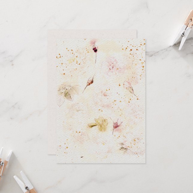 Invitación a la boda de flores sobre el tex de pap (Anverso/Reverso In Situ)