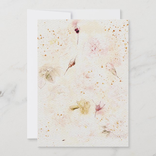 Invitación a la boda de flores sobre el tex de pap (Anverso)