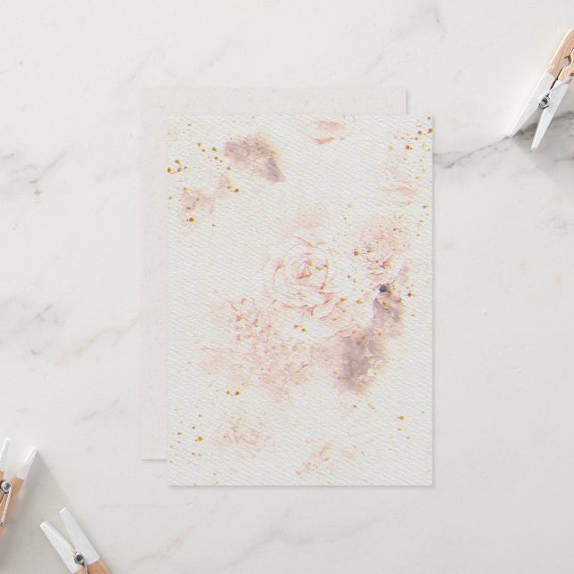 Invitación a la boda de flores sobre el tex de pap (Anverso/Reverso In Situ)