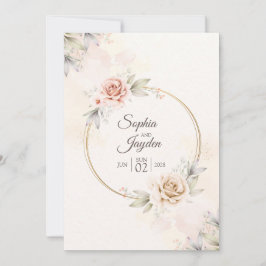 Invitación a la boda de flores tropicales acuarela