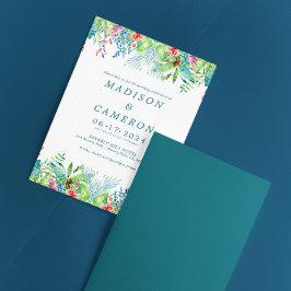 Invitación a la boda de flores tropicales acuarela
