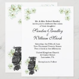 Invitación a la boda de Flores Verdes Wise Owl