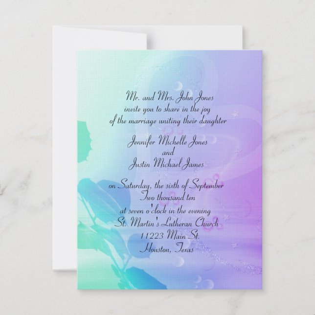 Invitación a la boda de flores y corazón (Anverso)