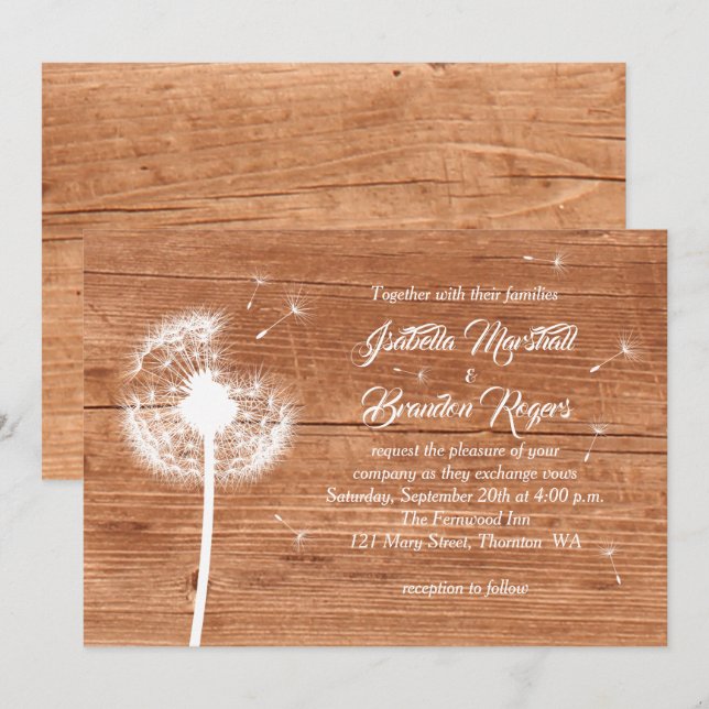 Invitación a la boda de flores y robles (Anverso / Reverso)
