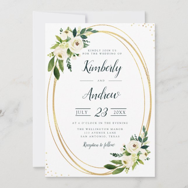invitación a la boda de florines blancos de jardín (Anverso)