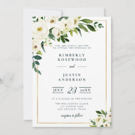 invitación a la boda de florines blancos de jardín