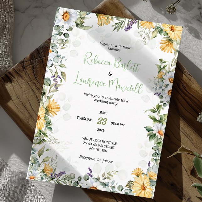 Invitación a la boda de florines blancos modernos (Subido por el creador)