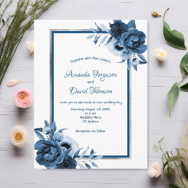 Invitación a la boda de florines de plata blanca a