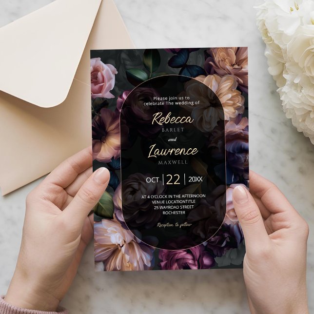 Invitación a la boda de florines rosa Moody (Subido por el creador)