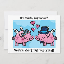 Invitación a la boda de Flying Piggy Bride y Groom