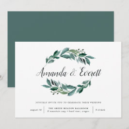Invitación a la boda de follaje abundante