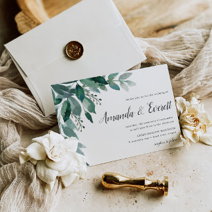 Invitación a la boda de follaje abundante