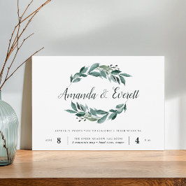 Invitación a la boda de follaje abundante