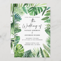 Invitación a la boda de follaje de hojas de palma