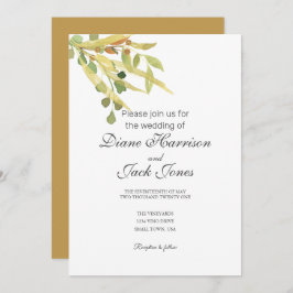 Invitación a la boda de follaje de oro
