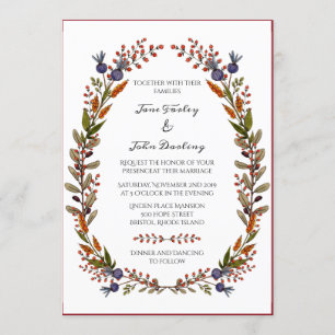 Invitación a la boda de follaje otoñal