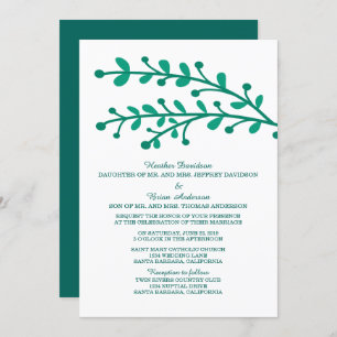 Invitación a la boda de follaje simple verde