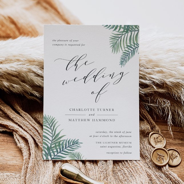 Invitación a la boda de follaje tropical (Subido por el creador)