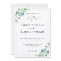 Invitación a la boda de follaje verde con guión de
