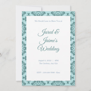 Invitación a la boda de fondo floral azul