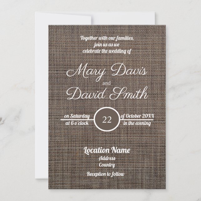 Invitación a la boda de fondo ruso marrón (Anverso)