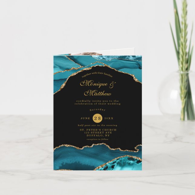 Invitación a la Boda de fotografía moderna Verde a (Anverso)