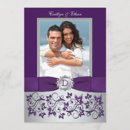Invitación a la boda de fotos con flores moradas y