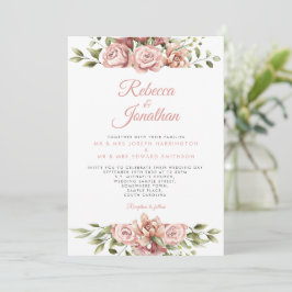 Invitación a la boda de fotos con flores rosadas d