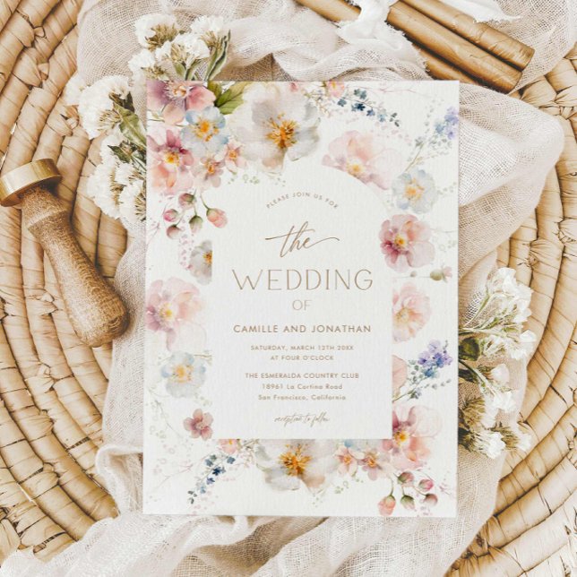 Invitación a la boda de fotos con flores silvestre (Wildflower Boho Photo Wedding Invitation)