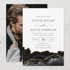 Invitación a la boda de fotos de Black and Gold Ag