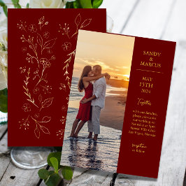 Invitación A La Boda De Fotos De Borgoña Y Oro
