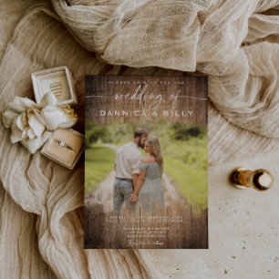 Invitación a la boda de fotos de campo rústico
