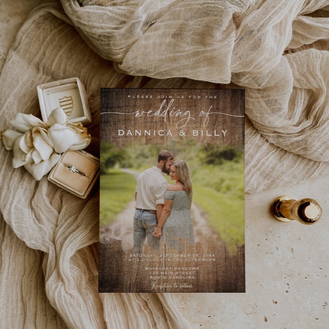Invitación a la boda de fotos de campo rústico (Subido por el creador)